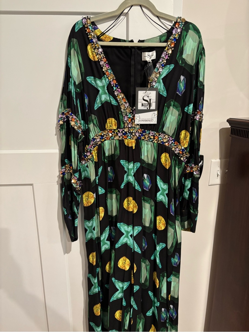Sassy Jones Gemma Luxe Jeweled Jumpsuit New - Picture 2 of 11